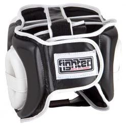 Fighter PU Black / White Sparring Headguard, JE-2796 PROTECTION 7 Fighter PU Black / White Sparring Headguard, JE-2796 PROTECTION