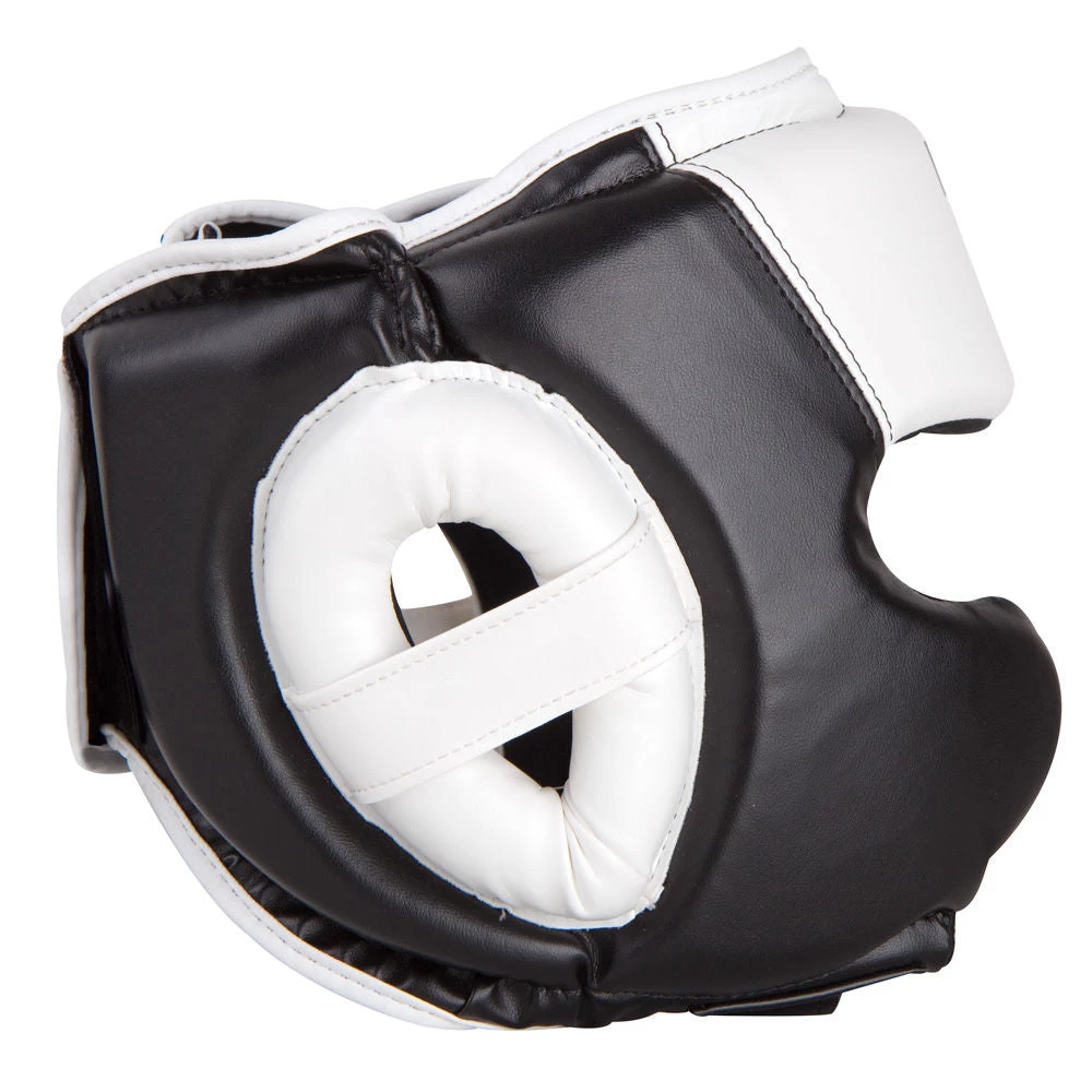 Fighter PU Black / White Sparring Headguard, JE-2796 PROTECTION 4 Fighter PU Black / White Sparring Headguard, JE-2796 PROTECTION