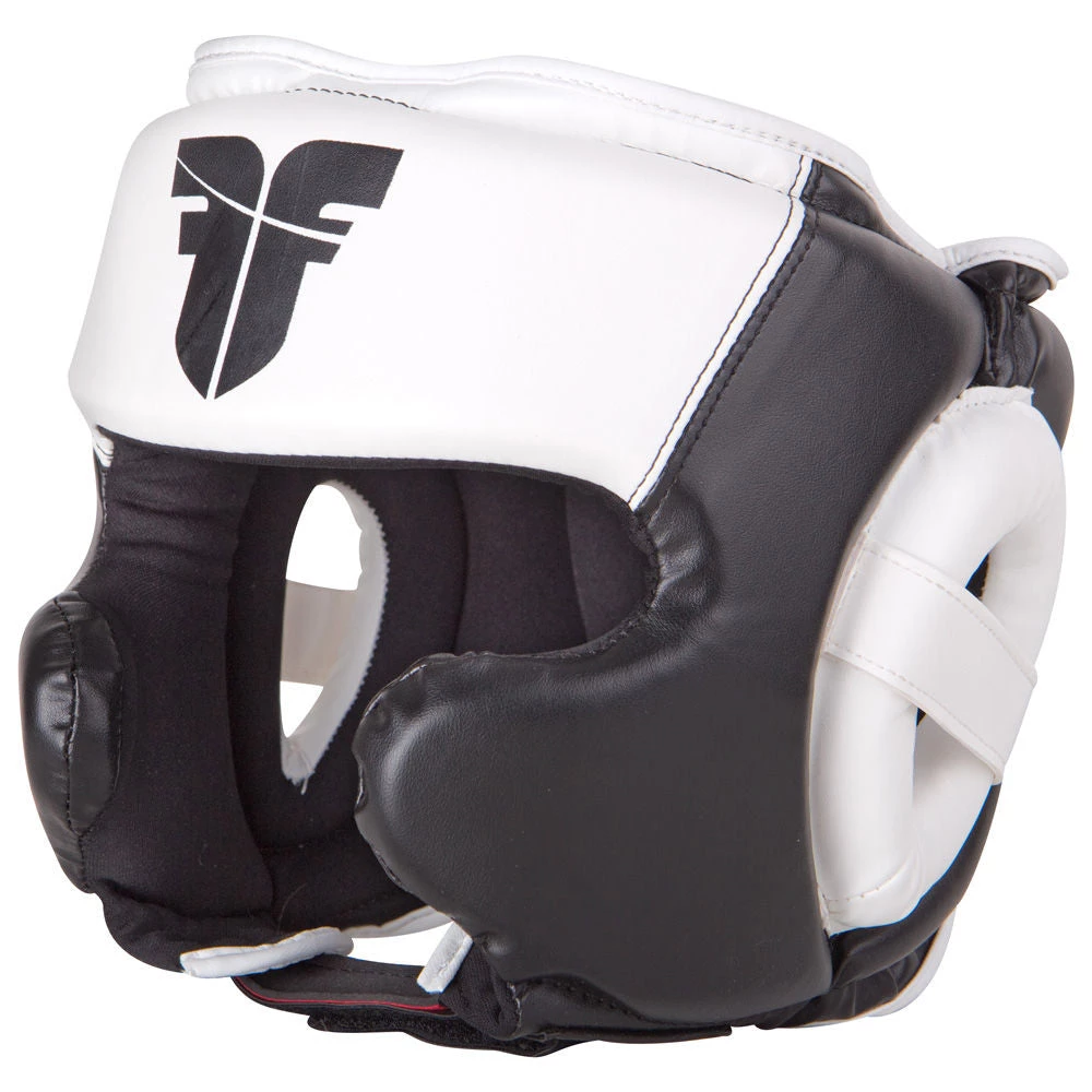 Fighter PU Black / White Sparring Headguard, JE-2796 PROTECTION 3 Fighter PU Black / White Sparring Headguard, JE-2796 PROTECTION