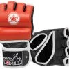 TopTen MMA OFFERS Top Ten Red/Black/White Leather Double-wrap MMA Training Gloves, 2322-RED