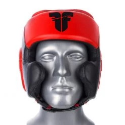 Fighter Black / Red Leather Sparring Headguard, NL2796R PROTECTION