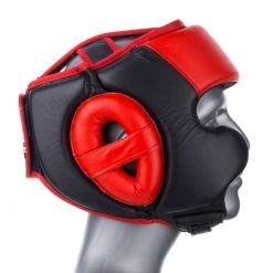 Fighter Black / Red Leather Sparring Headguard, NL2796R PROTECTION