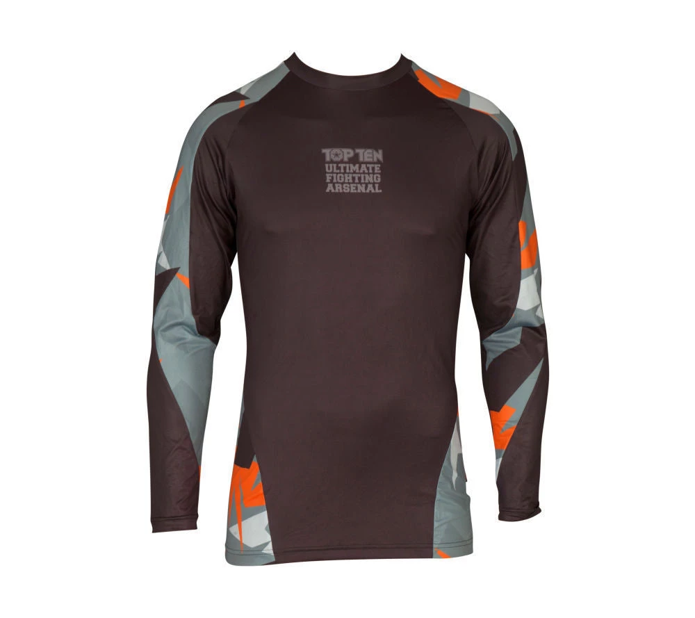 TopTen MMA Top Ten MMA Jungle Rashguard - Black/grey/neon Orange, 14121-93 3 TopTen MMA Top Ten MMA Jungle Rashguard - Black/grey/neon Orange, 14121-93