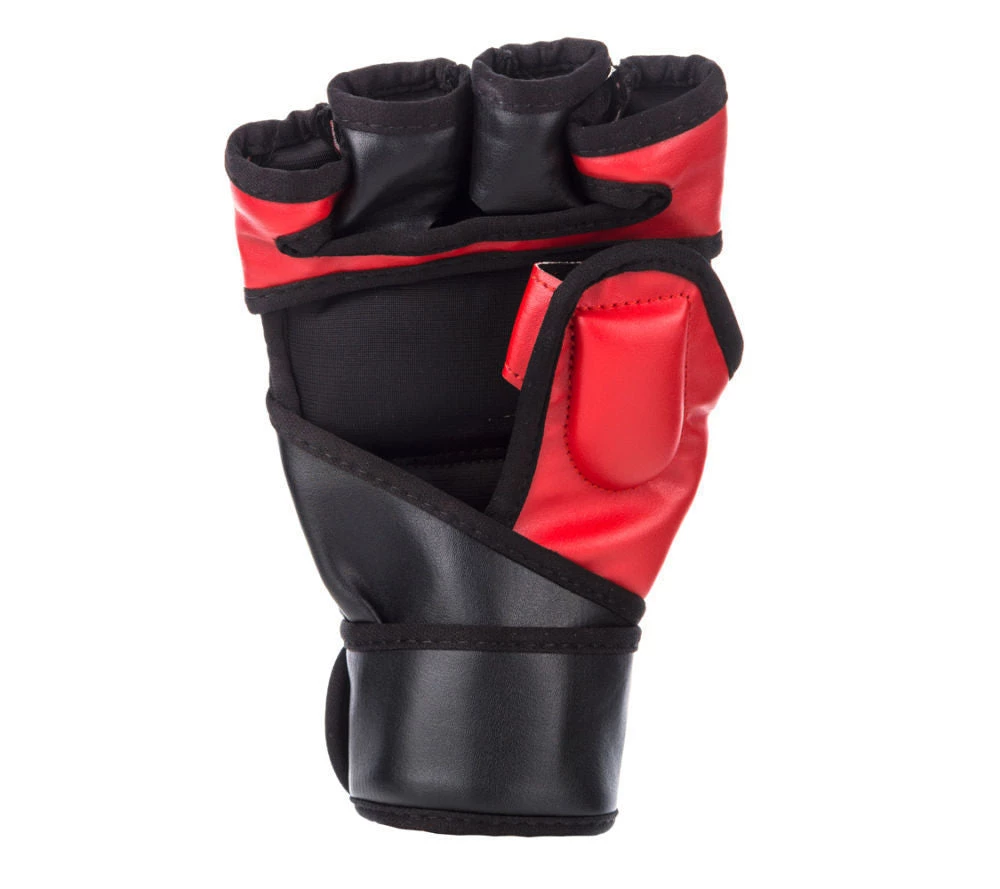 Fighter Black/Red Synthetic Leather MMA Gloves, FMG01 6 Fighter Black/Red Synthetic Leather MMA Gloves, FMG01