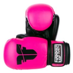 Fighter Synthetic Leather PU Basic Neon Pink/Black 6-12oz Boxing Gloves, 1376APUFP