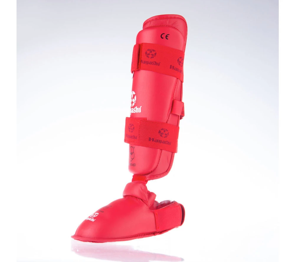 Hayashi WKF Foot And Shin Protection - Red, 343-4 5 Hayashi WKF Foot And Shin Protection - Red, 343-4