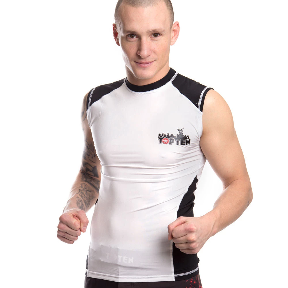 TopTen MMA TOP TEN Rash Guard Sleeveless - White/black, 1414-1 3 TopTen MMA TOP TEN Rash Guard Sleeveless - White/black, 1414-1