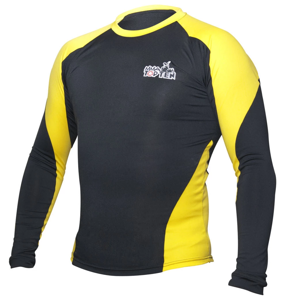 TopTen MMA OFFERS TOP TEN Rash Guard Long Sleeve - Black/yellow, 1412-9 3 TopTen MMA OFFERS TOP TEN Rash Guard Long Sleeve - Black/yellow, 1412-9