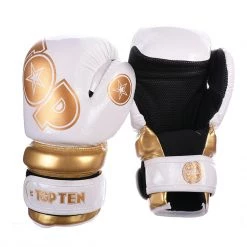 TopTen TOP TEN Glossy White/Gold Pointfighter Open-Hand Gloves, 21656-6